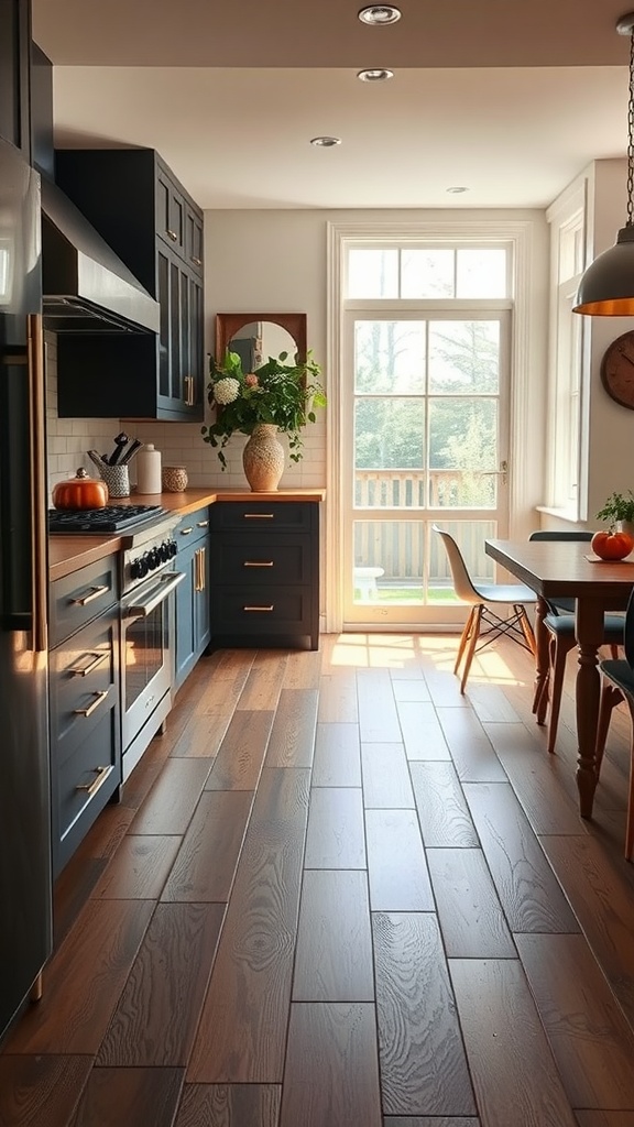 A kitchen featuring wood cabinetry and intricate mosaic tiles